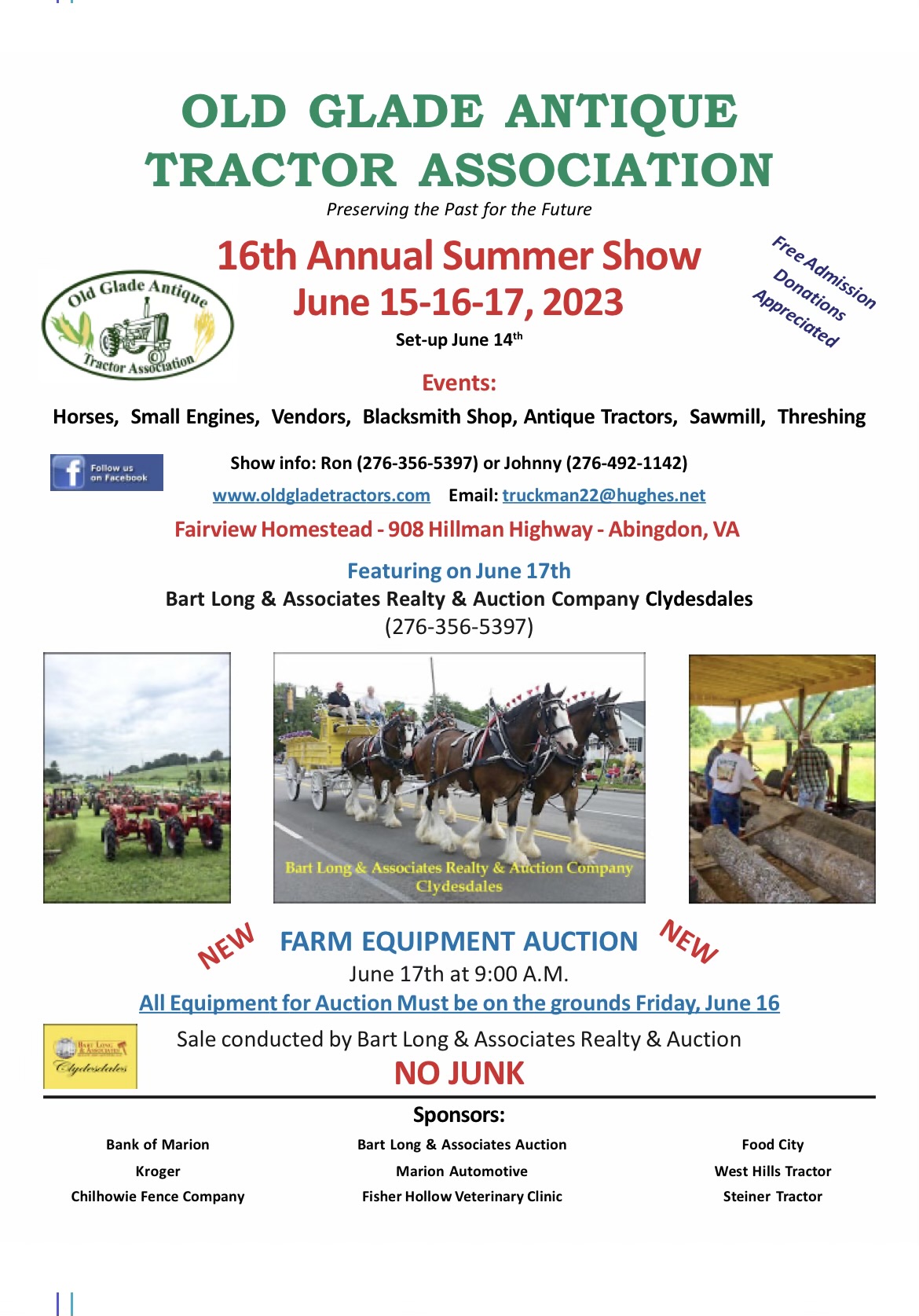 Old Glade Tractor Association Upcoming Show